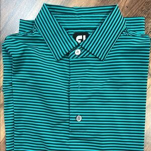 FootJoy Teal and Black Striped Polo Shirt